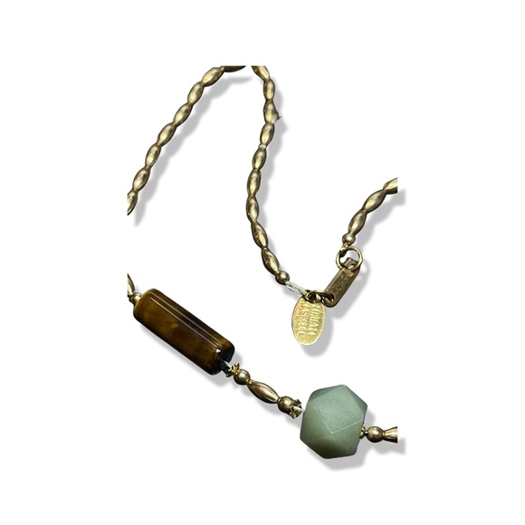 MIRIAM HASKELL rare 12kt Gold Filled Tigers Eye and Chalcedony Choker/Necklace - Picture 11 of 15